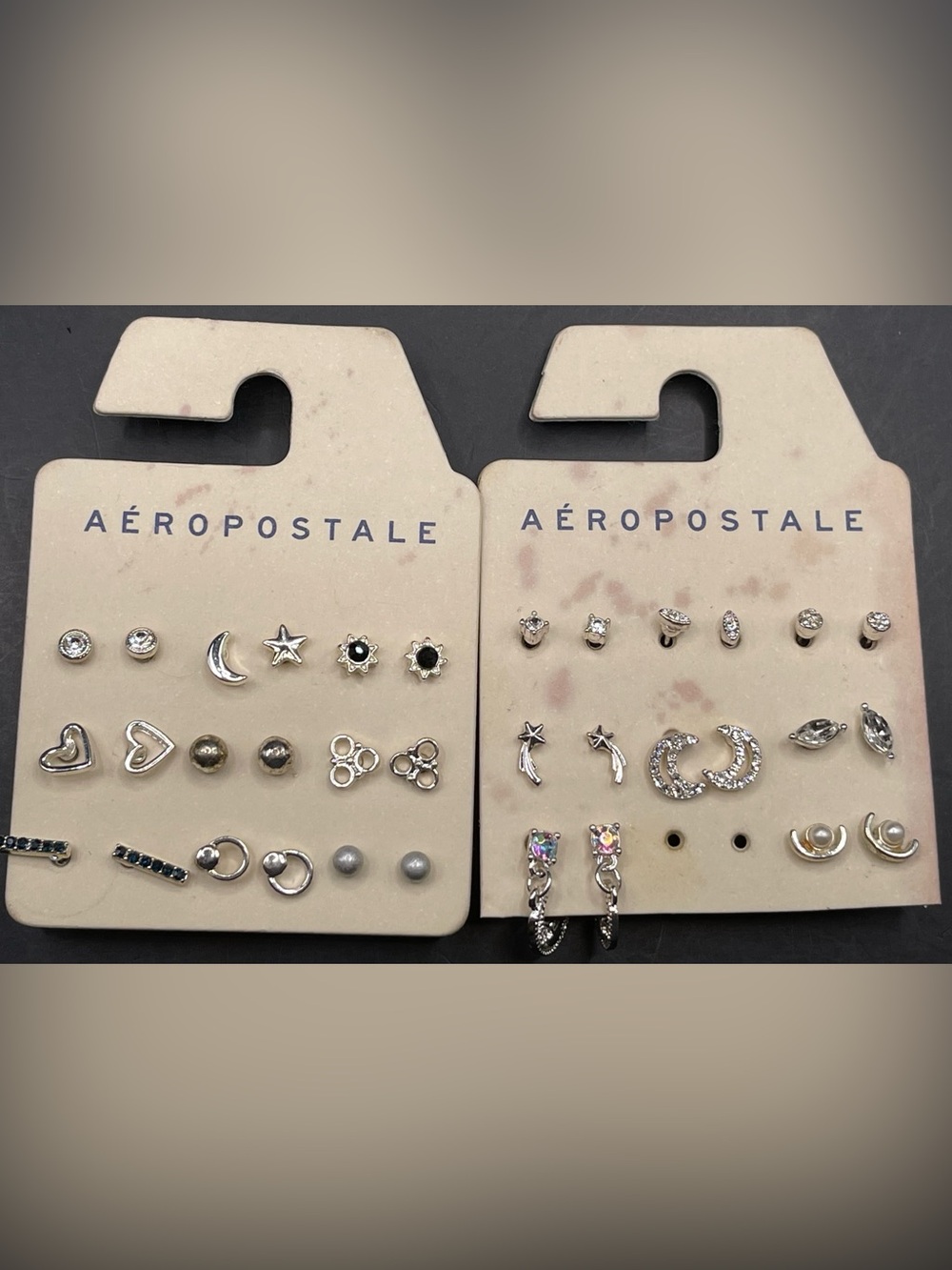 Aéropostale Silver Tone Stud & Hoop Earring Set - 17 pairs NWT